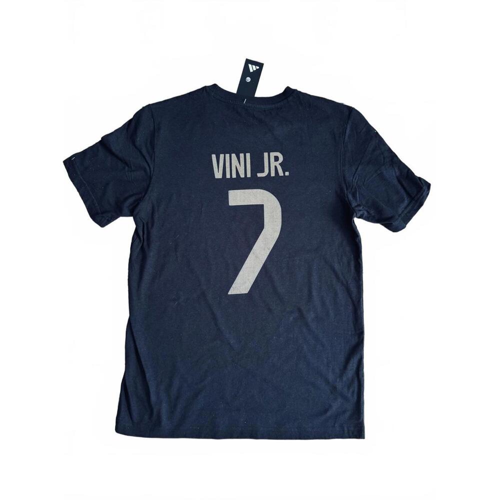 Large Adidas Real Madrid Black Cotton T-shirt Vini Jr. #7 25/26